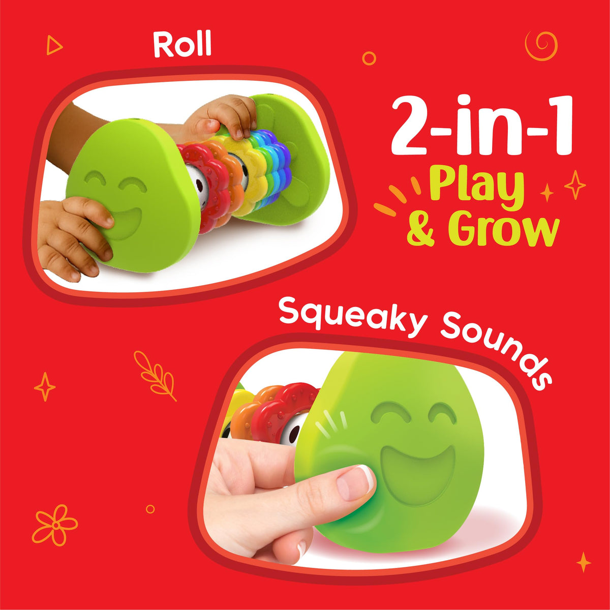 Imagimake Leaps & Bounds - Tummy Time Roller, Sensory Toy, Ages 3 Months+