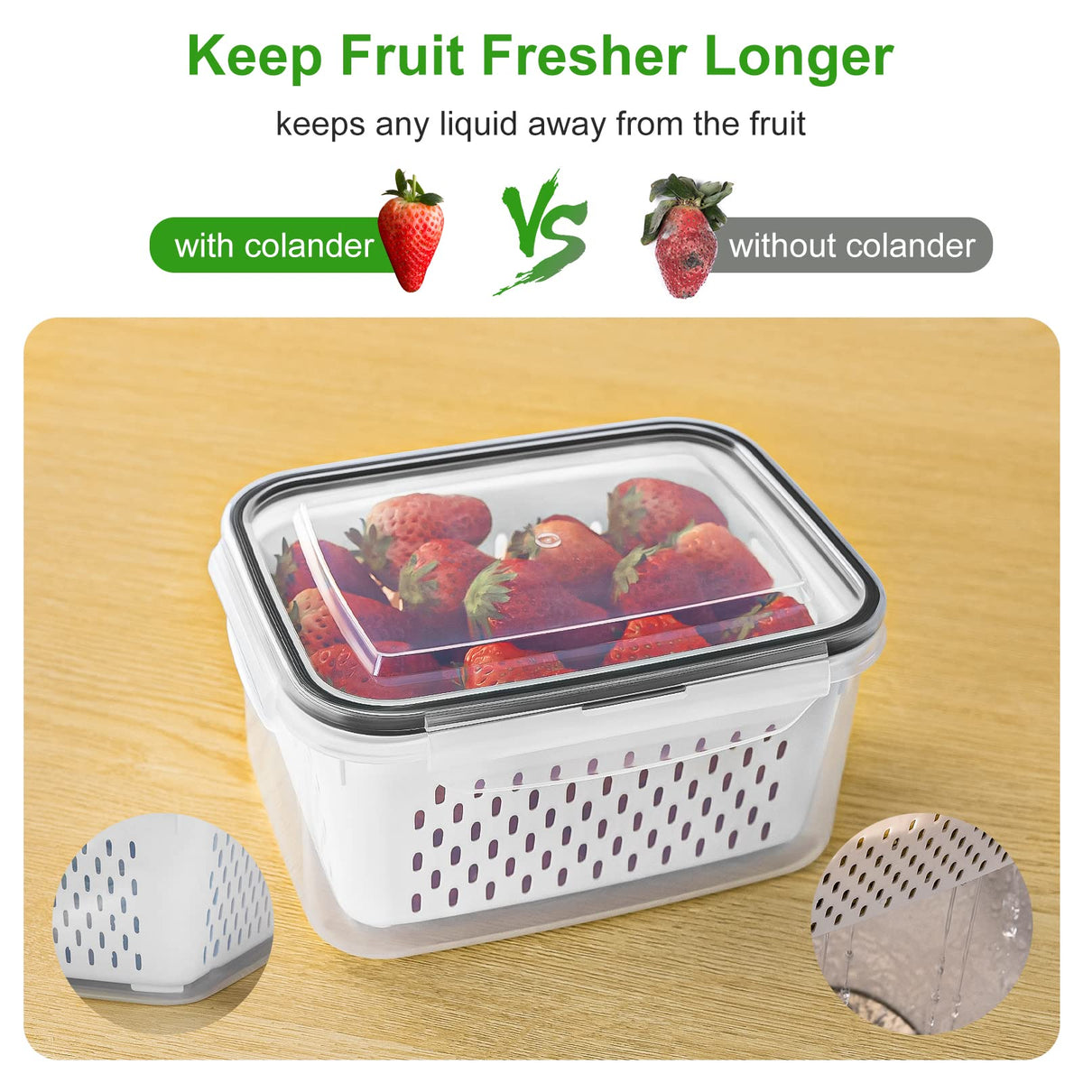 5 PCS Large Fruit storage Containers for Fridge ,Food Storage Containers