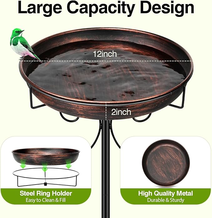 Daoeny 35In Metal Bird Bath for Outside, Vintage Freestanding Birdbaths & Birdfeeder, Bird Baths Feeder Bowl for Outdoors Garden Patio Yard Lawn Decor, Upgraded 5-Pronged Base (Antique Bronze)