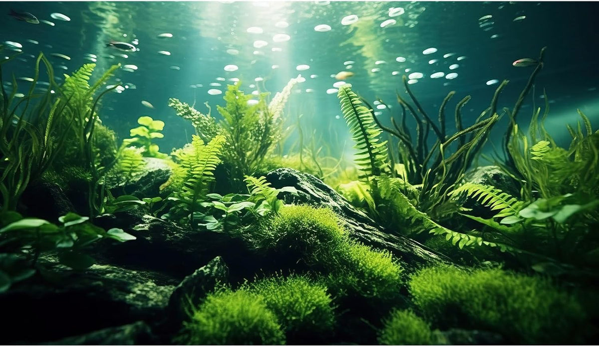 Underwater Fish Tank Background Under The Sea Aquatic Plants Aquarium Background Ocean Floor Rock Terrarium Backgrounds Tropical Fish Green Seaweeds Aquarium Backgrounds for Fish Tank Decor 36x20in