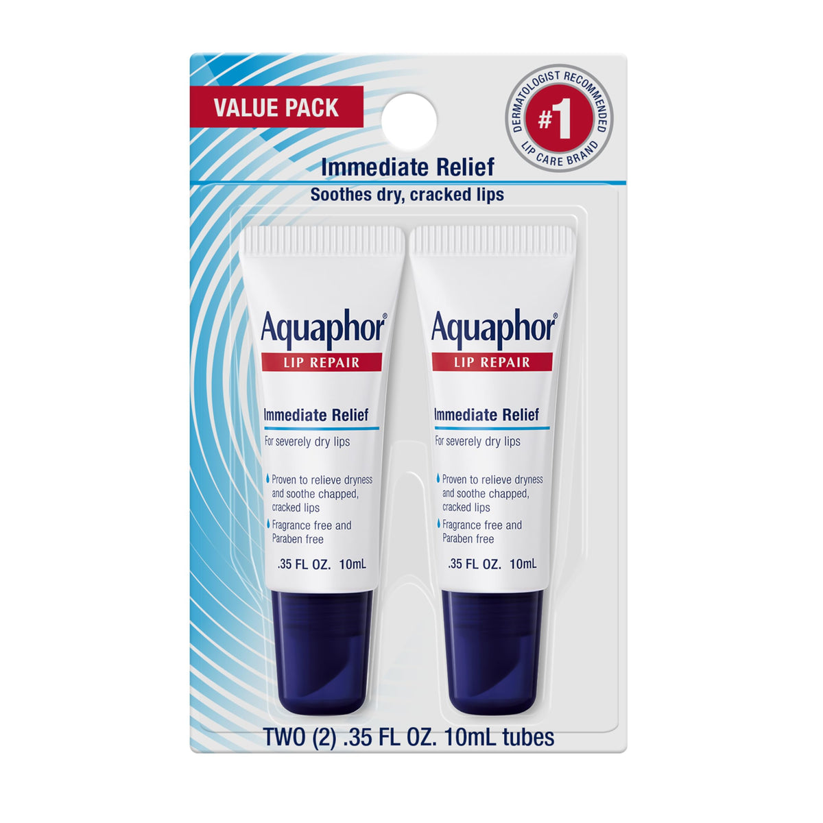 Aquaphor Lip Repair Ointment, Value Pack, 2 x 0.35 FL OZ