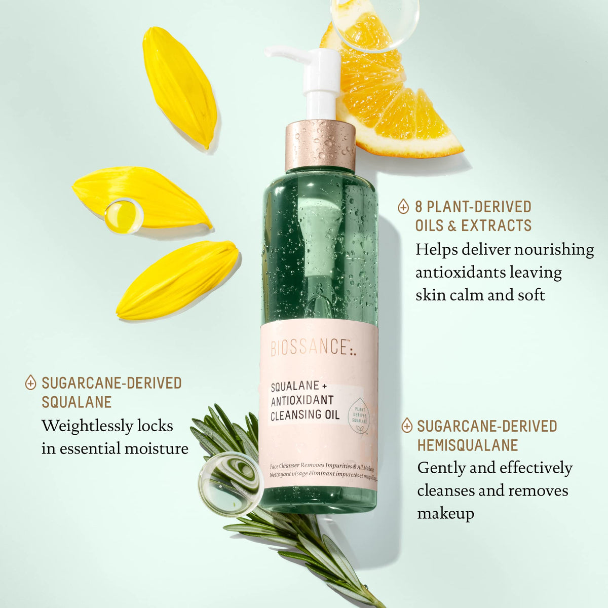BIOSSANCE Squalane & Antioxidant Cleansing Oil - Facial Oil - 6.7 oz