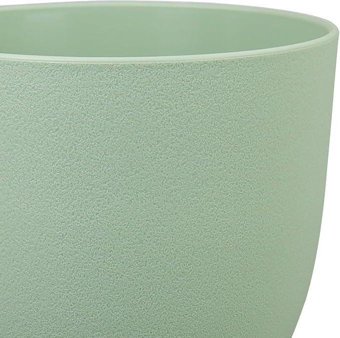 Medium Plant Pots 10/9/8 inch, Flower Pots for Indoor Outdoor Plants, Set of 3 Modern Decorative Plastic Planters with Drainage Holes and Saucers for House Porch Garden Plants, Green