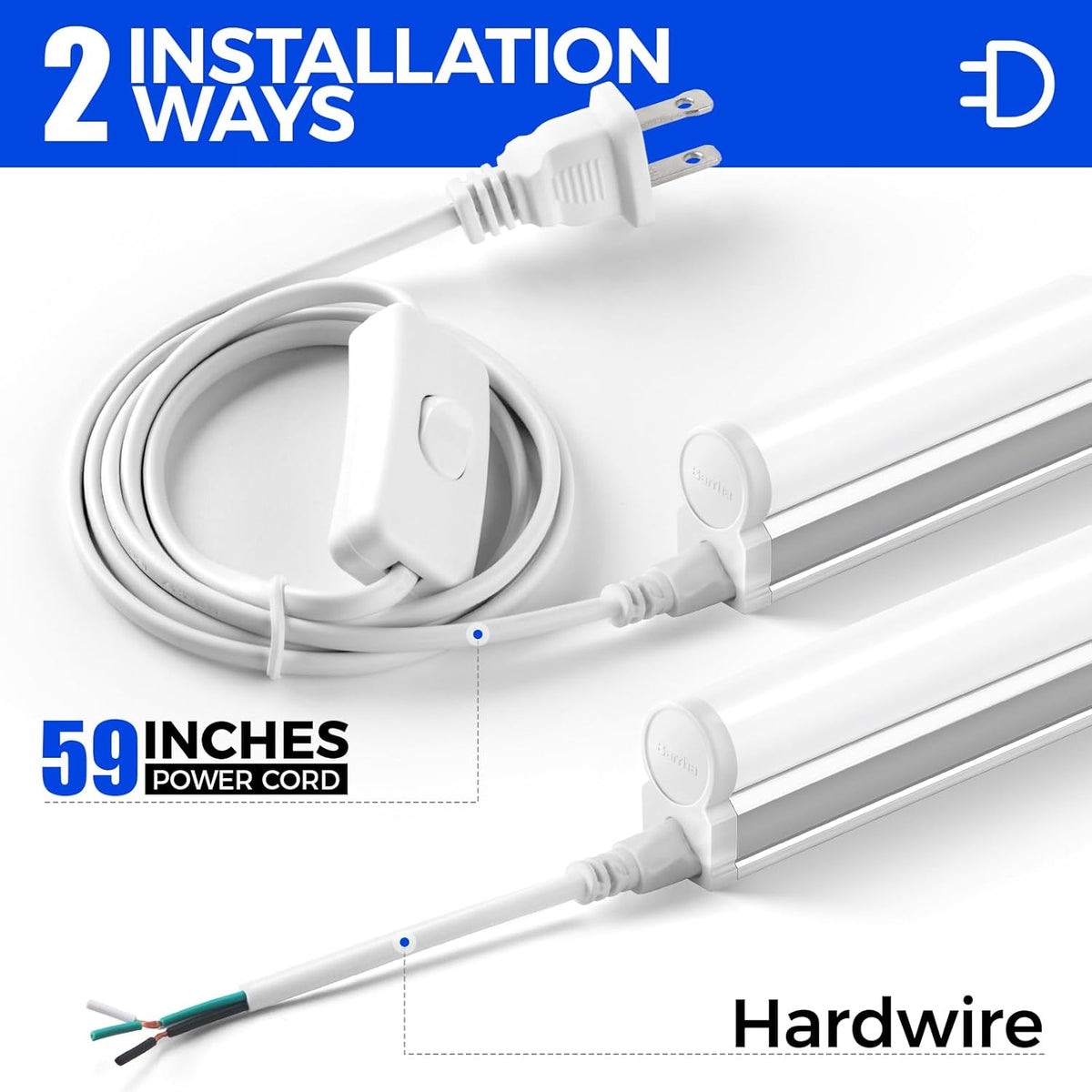 Barrina 6 Pack LED T5 Integrated Single Fixture, 4FT, 2200lm, 3000K (Warm White), 20W, Utility Shop Lights, Ceiling and Under Cabinet Light, ETL Listed, Grow Light with Built-in ON/Off Switch