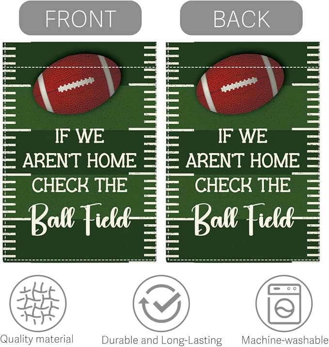 Funny Garden Flag Baseball Sports Mom Gifts for Baseball Lovers If We Aren'T Home Check The Ball Field Small Double Sided Burlap art Stained Glass Style Garden Flags 12 x 18 Inch for Outside