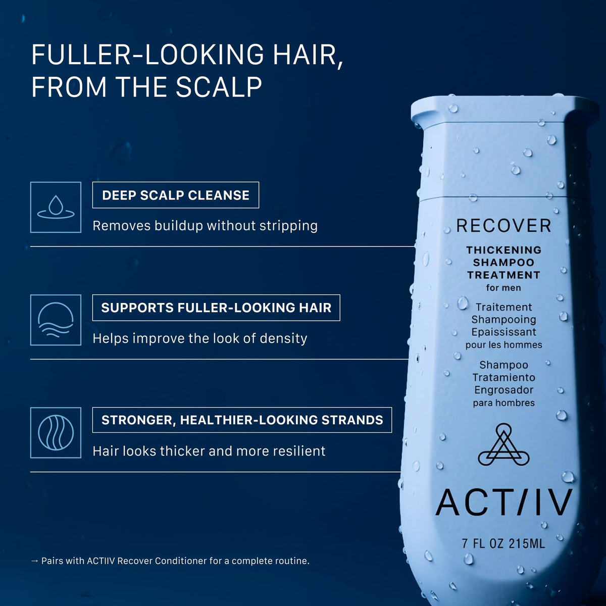 ACTIIV Recover Thickening Shampoo Treatment For Men | Fuller Hair, 7 Fl Oz