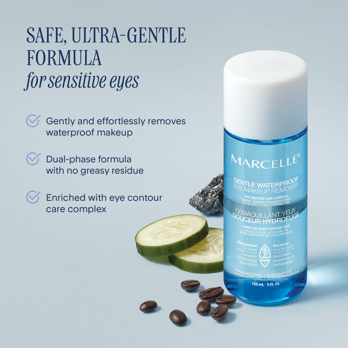 MARCELLE Gentle Waterproof Eye Makeup Remover for Sensitive Eyes, 5 Fl. Oz.