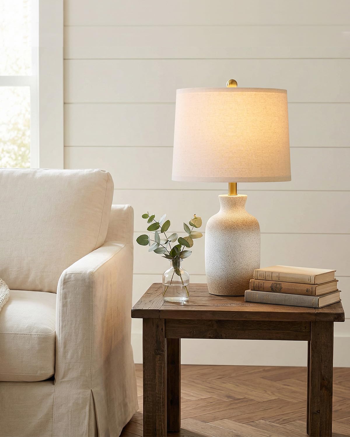 PoKat 24'' Farmhouse Ceramic Table Lamp with Natural Textured Finish