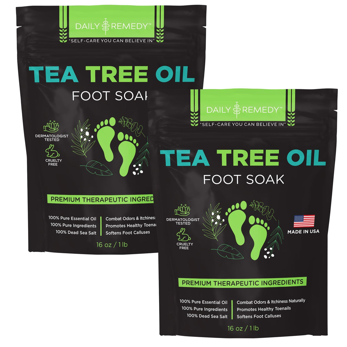 Tea Tree Oil Foot Soak With Epsom Salt - Made In Usa - For Toenail Irritations, Athletes Foot, Stubborn Foot Odor Scent, Softens