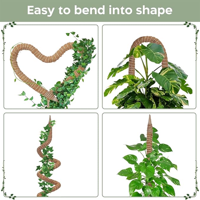 2 Pack 46'' Bendable Moss Pole Monstera Plant Support for Climbing Indoor Plants - Stakes for Potted Climbers - Tall Sticks Indoor Trellis for Houseplants - Accessories for Monstera Pot