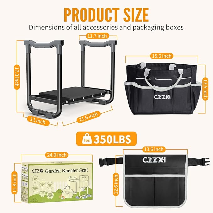 Garden Kneeler and Seat, Wider and Thicker Kneeling Pad Heavy Duty Gardening Stool with Gardening Tool Pouch and Bag, Garden Bench/Chair Gifts for Women, Seniors