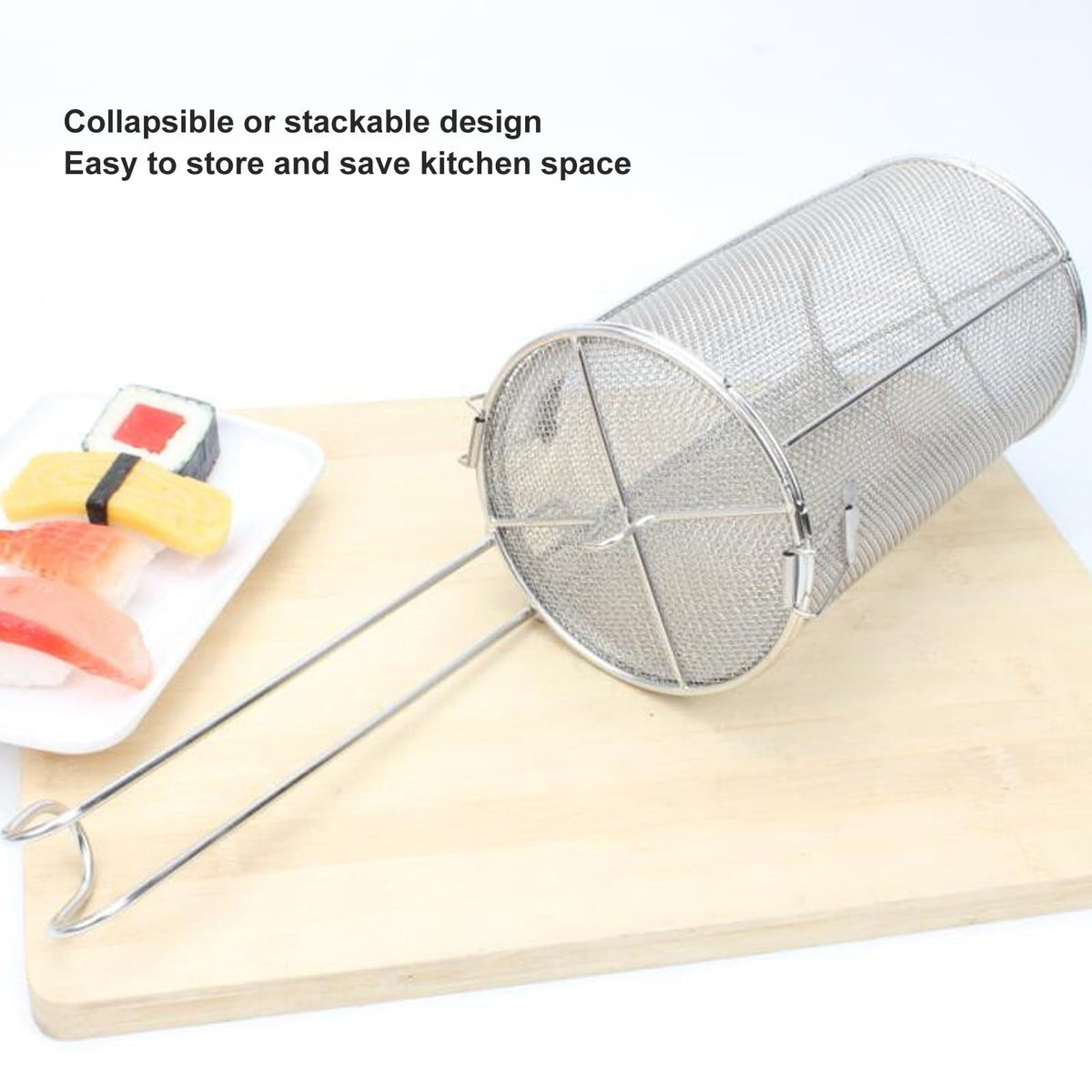 HAOHIZE Stainless Steel Seasoning Strainer, Soup Seasonings Seperation Basket Collapsible Telescopic Handle Soup Seasonings Seperation Basket for Cooking