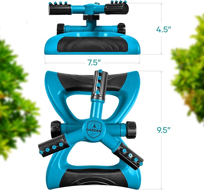 Joeys Sprinkler for Yard, Rotating Garden Sprinkler for Large Area Coverage, Lawn and Yard Sprinklers (Blue)