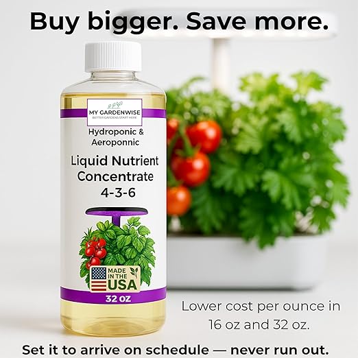 Liquid Plant Food – Hydroponics Nutrients for Indoor House Plants, Tomato, Strawberry, Lucky Bamboo, Lettuce, Vegetable Garden & Herbs – Aero Nutrients Liquid Fertilizer for All Growing Systems (8 oz)