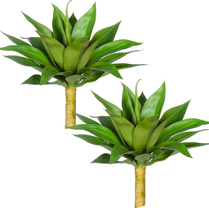 Artificial Agave Plants,Large UV Resistant Fake Agave Planters for Indoor and Outdoor Decorating Artificial Plants for Outdoors Plants(2Pack, 22")