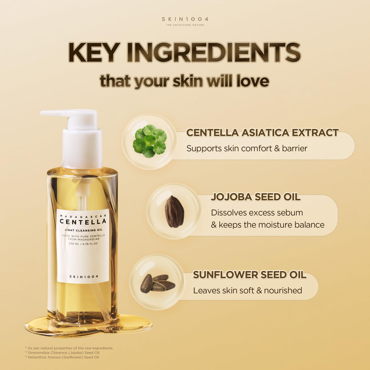 SKIN1004 Madagascar Centella Light Cleansing Oil 6.76 fl.oz, 200ml | Gentle Oil Cleanser for Face, Korean Facial Cleanser, Double Cleansing
