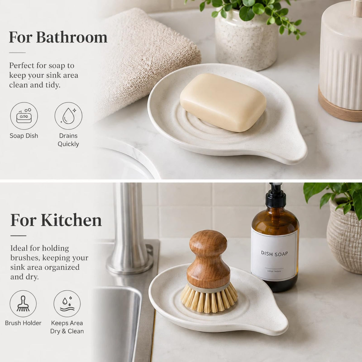 MANSWIN Spoon Rest for Stove Top, Ceramic Spoon Holder for Kitchen Counter