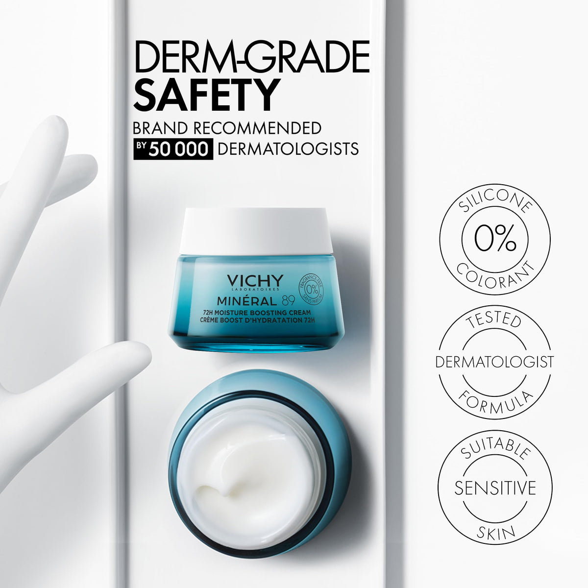 VICHY Mineral 89 Lightweight Face Cream, Hydrating Face Moisturizer, 1.35oz
