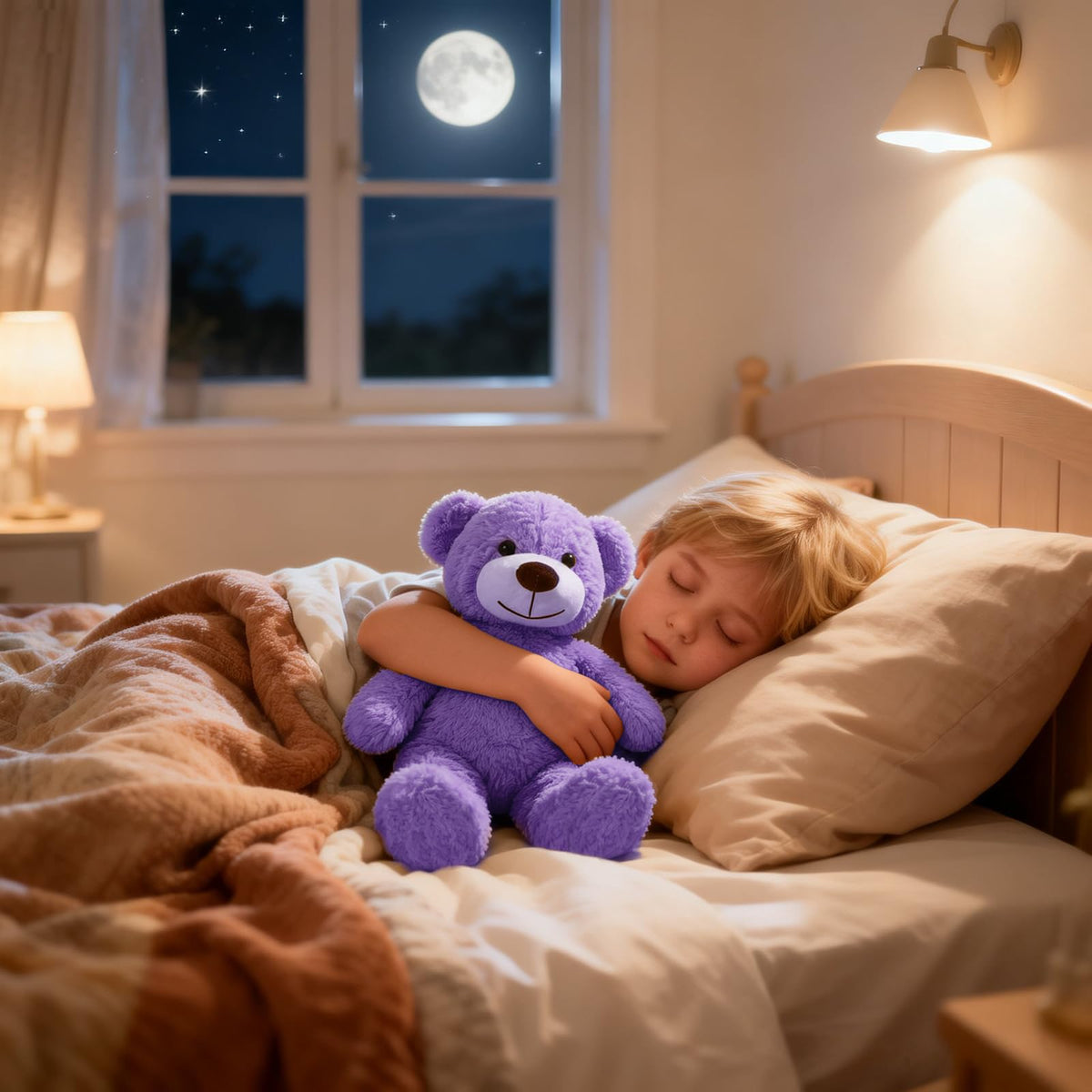 SRANWOW Plush Teddy Bear, 17.7 inch, Soft Stuffed Animal Toy, Available in White, Blue, Pink, Gray, Brown, Purple (Purple)