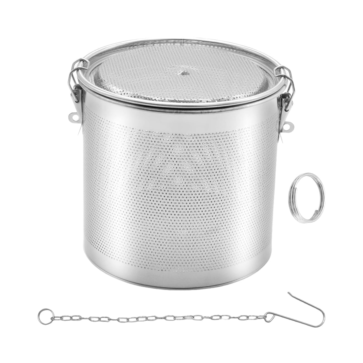 MDEOOSKY Extra Large Tea Infuser with Threaded Lid & Chain Hook, 7.09"L x 7.09"W x 6.89"H Extra Fine Mesh Tea Strainers for Loose Leaf Tea,Cooking,Herbs,Iced Tea & Soup, Stainless Steel, 18x18x17.5cm