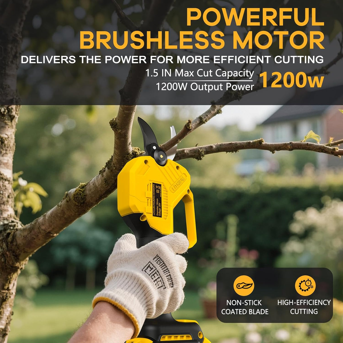 Electric Pruning Shears for DeWalt 20V Max Battery, Brushless Cordless Branch Cutter Pruner with 1.5 inch Cut Capacity for Tree trimming, Shrubs, Gardening (Tool Only)
