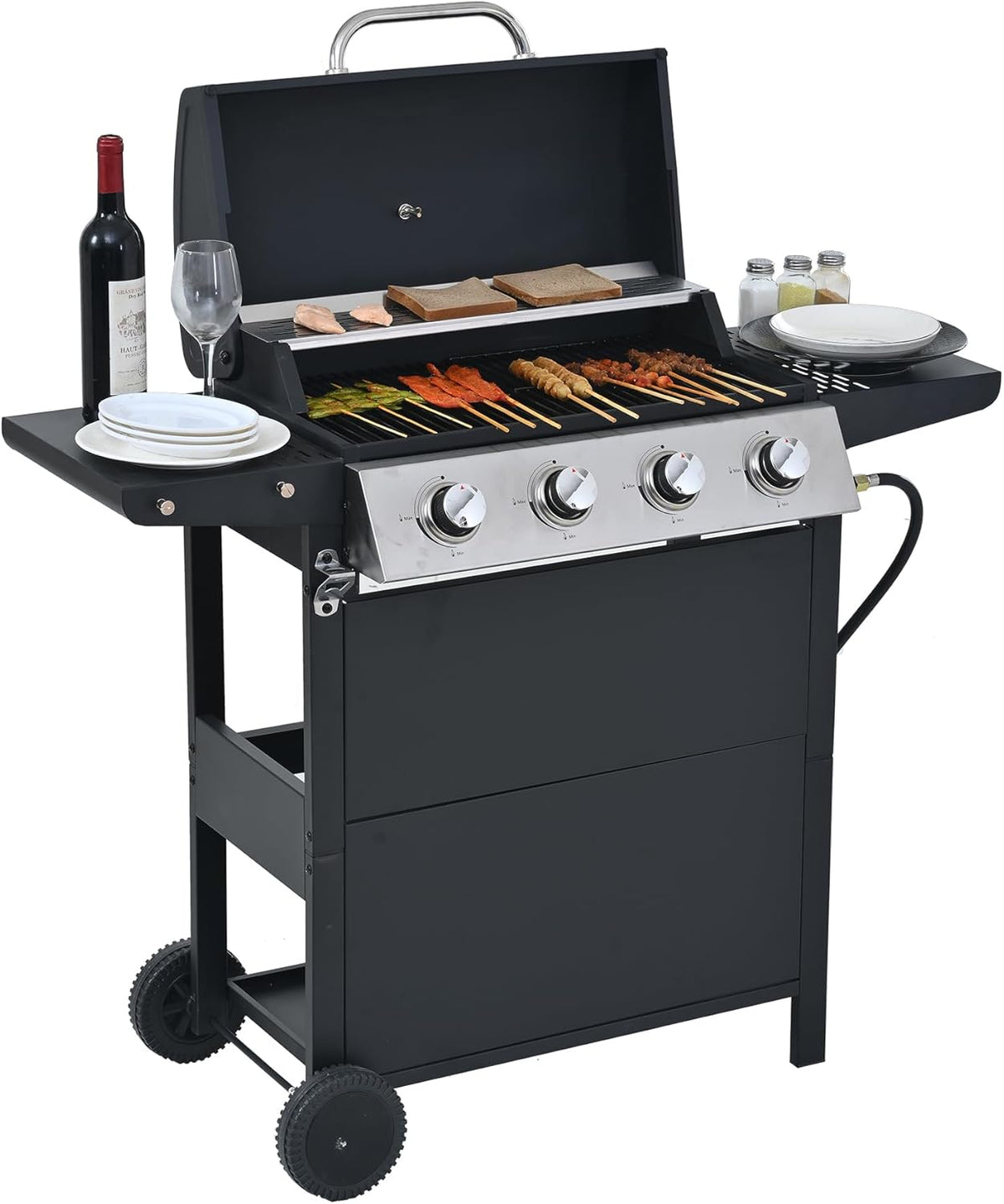 Endark4-burner| 34,000 BTU multi-purpose stainless steel grill | Suitable for outdoor cooking, patio, backyard, barbecue and camping | suitable for grilling, frying, pizza