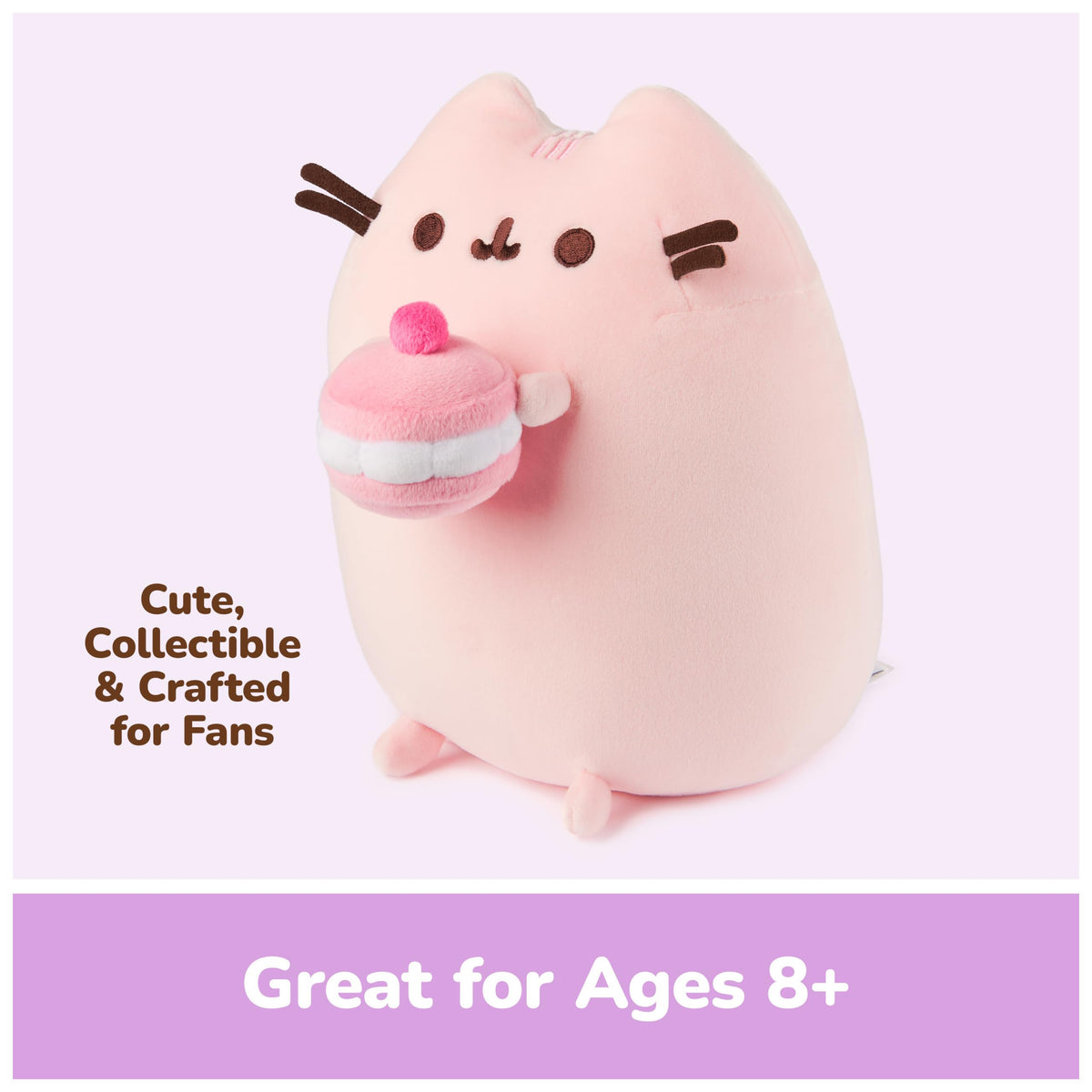GUND Pusheen Cherry Macaron Squisheen 9.5-Inch Squishy Plush Toy; Ages 8+