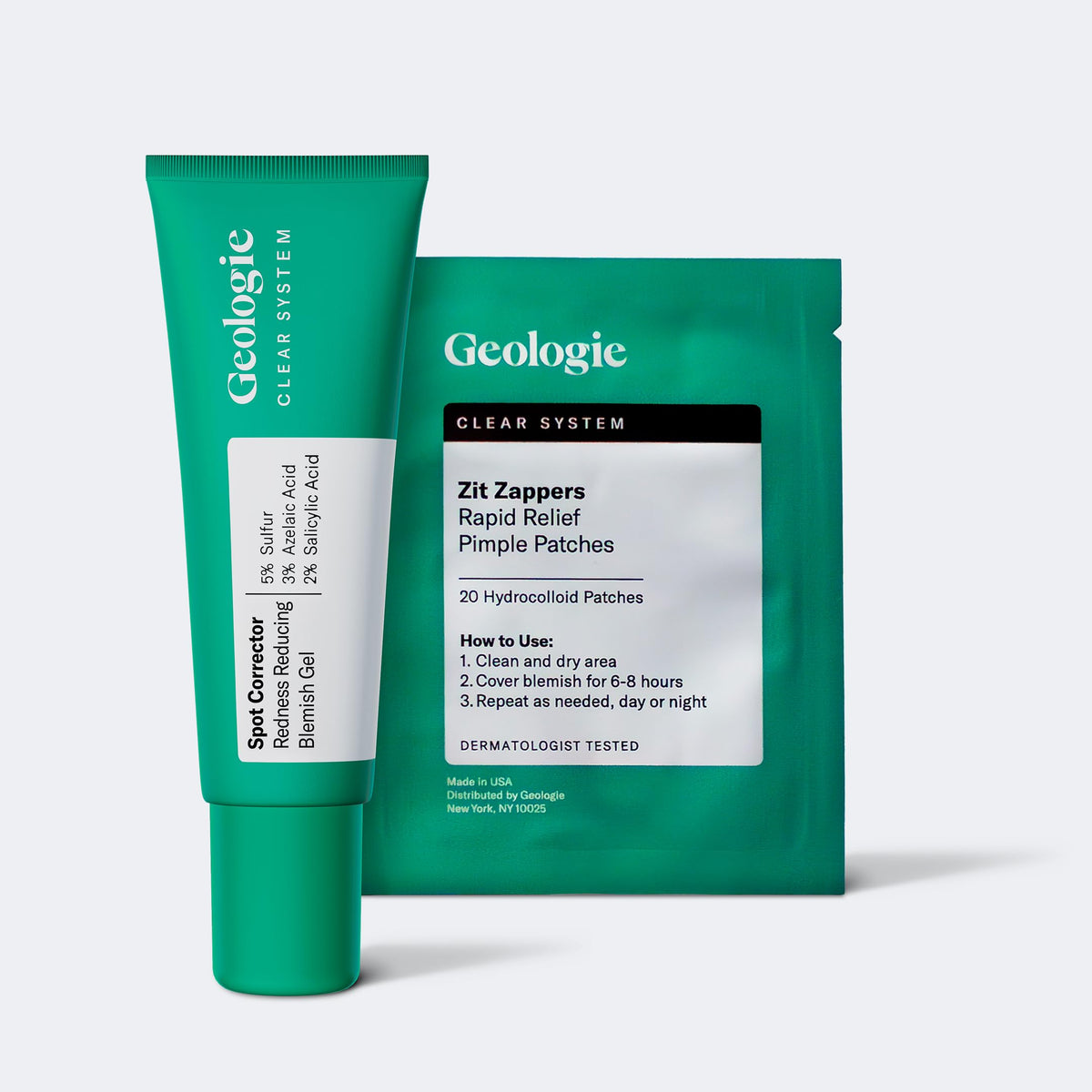 Geologie Acne Control Face Wash and Anti-Pimple Pack Bundle, Salicylic Acid, Spot Treatment, Hydrocolloid Pimple Patches, BPO-Free, 2-Piece Set