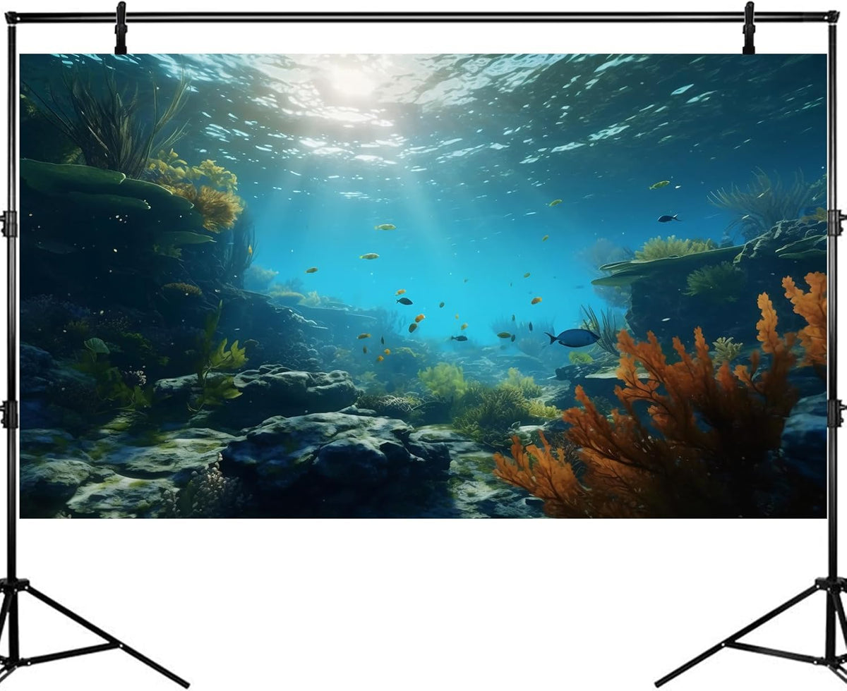 Ocean Floor Fish Tank Background Underwater Rock Aquarium Background Under The Sea Terrarium Backgrounds Aquatic Plants Sunlight Fish Tank Backgrounds Tropical Fish Aquarium Wallpaper 30x18in