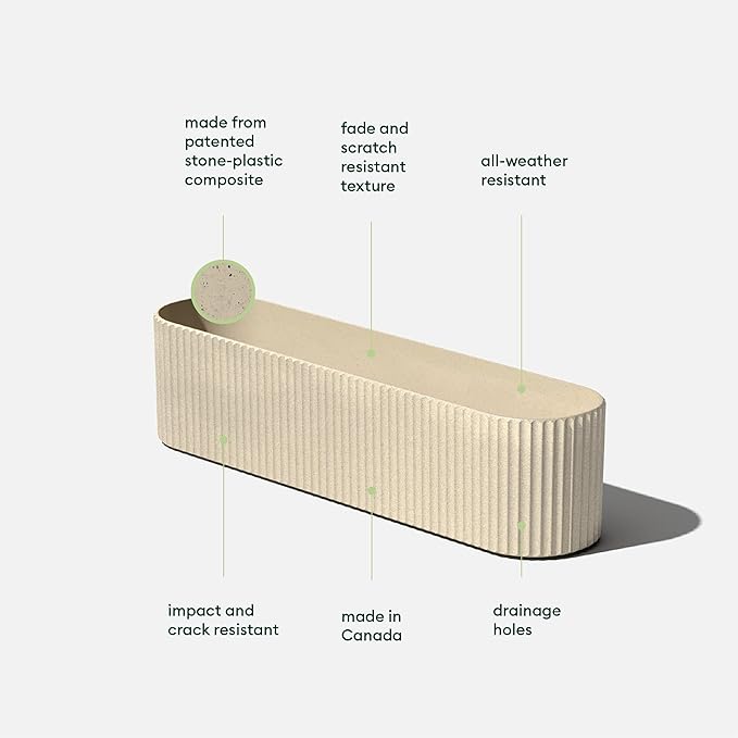 Veradek Demi Series Window Box Planter - Long Planter Box for Windowsill/Balcony | Durable Plastic-Stone Composite Material | Modern Décor for Flowers/Herbs