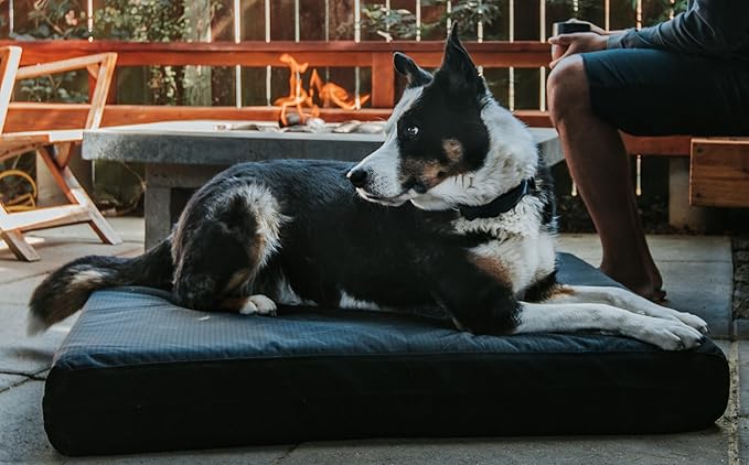 K9 Ballistics Tough Ripstop Orthopedic Rectangle Dog Bed Removable Washable Cover, Solid Orthopedic Foam for Size L Large Dogs 40"x34", Blue Quartz