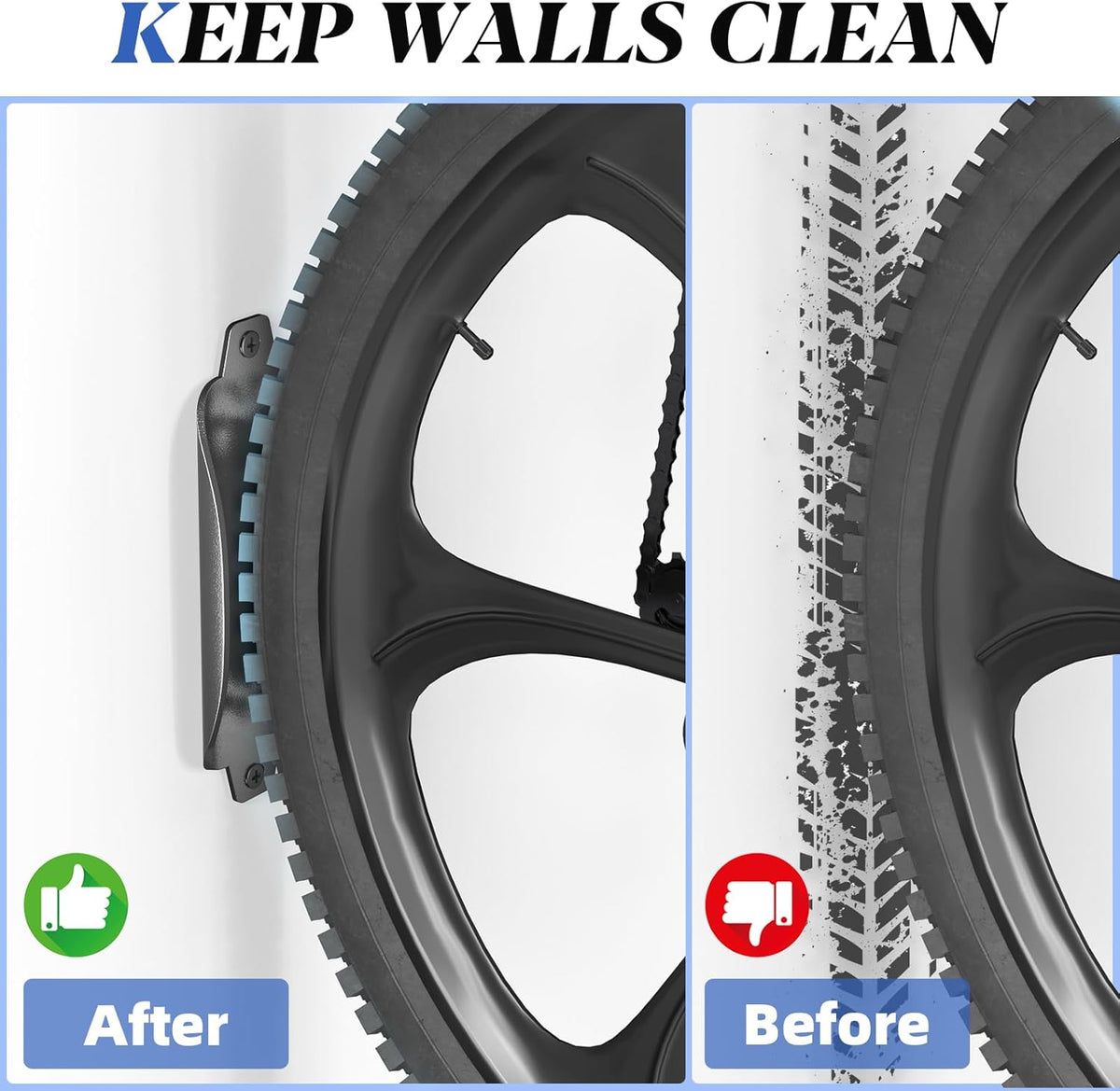 Goovilla Swivel Bike Wall Mount 1 Pack, Space Saving Bike Hangers for Garage with Screw and Easy Installation, Metal Vertical Bike Rack Wall Mount Holds up to 66.2lbs with No-scratch Protection, Black