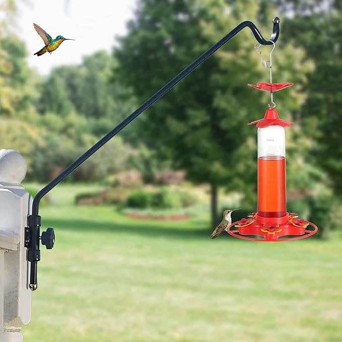 Hummingbird Feeders for Outdoors Hanging (2 Pack) 5 Feeding Ports 320 ml Plastic Hummingbird Feeder, Bee-Proof Leak-Proof No Drip, Easy to Clean with Cleaning Brush