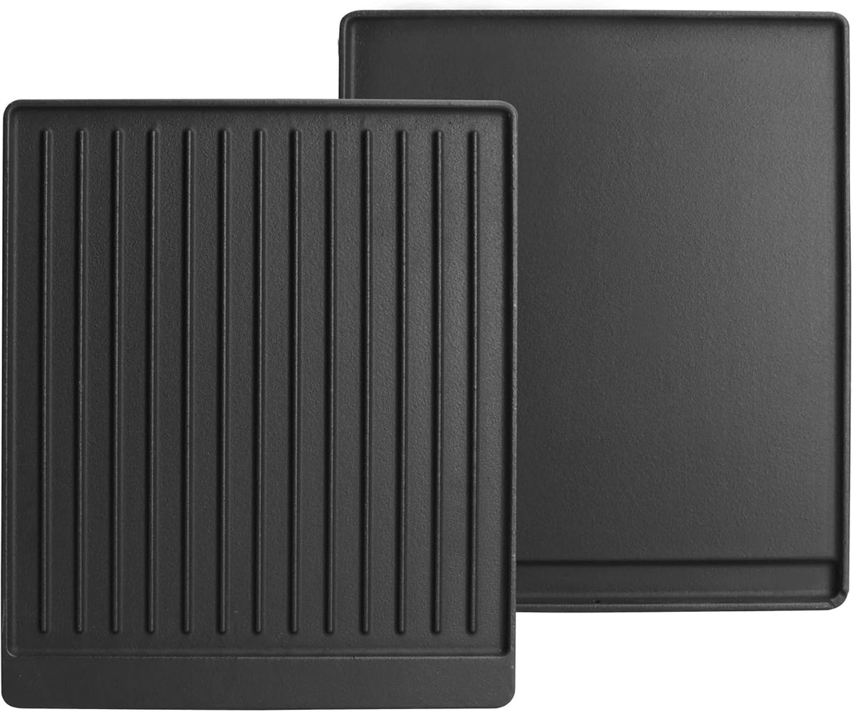 2-in-1 Reversible 15” x 12.8” Pre-Seasoned Cast Iron Cooking Griddle for Gas Stove/Charcoal/Electric/Propane/Gas Grill, Flat Griddle Top Plate for Broil King Crown and Signet Series Grill