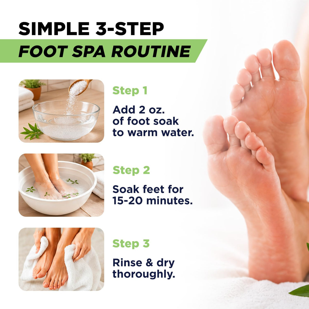 Tea Tree Oil Epsom Salt Foot Soak for Toenail Fungus Treatment, Tired Feet