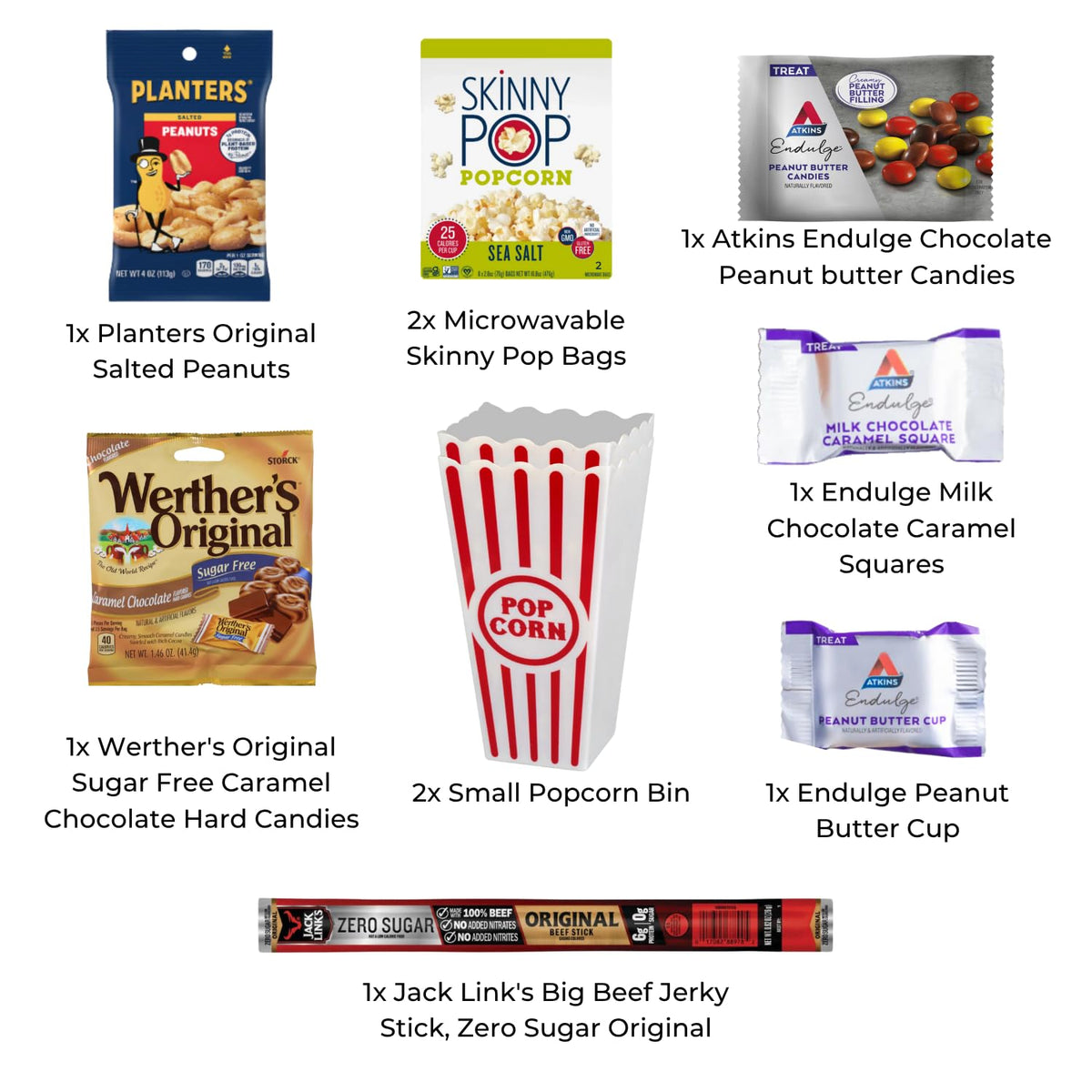 Movie Night Popcorn and Candy Gift Basket - Keto Cravings Gift Basket - Perfect for a Cozy and Fun Evening at Home or the Theater with Family