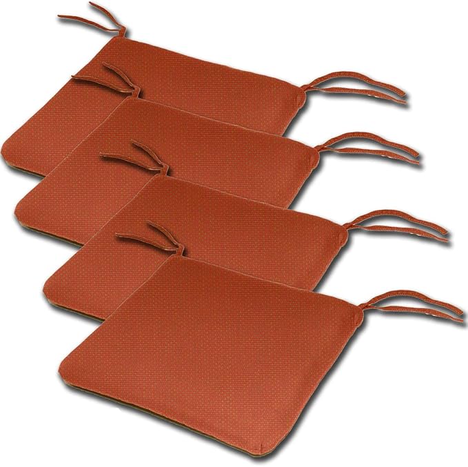 Comfort Classics Set of 4 19W x 17Dx 2H Spun Polyester Outdoor SEAT Cushion in Husk Texture Brick Inc.