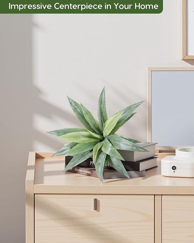 Velener 24 Inch Tall UV Resistant Artificial Agave Plant - Realistic Faux Succulent for Indoor & Outdoor Decor, Perfect for Home, Office, and Housewarming
