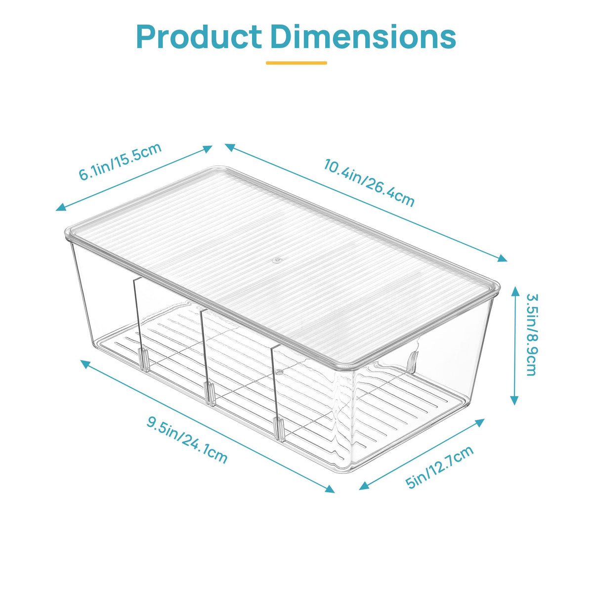 Vtopmart 4 Pack Pantry Organizer Bins with Lids, Removable Dividers