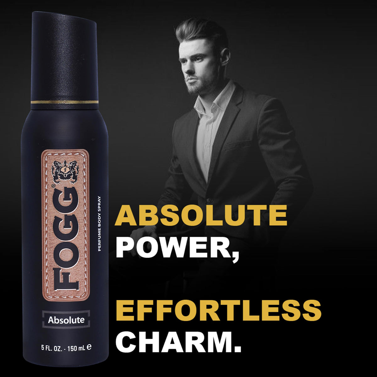 Absolute by Fogg - Mens Body Spray - Fresh Spicy Woody Fragrance Body Spray - Perfume-Based - Top Notes of Lemon, Bergamot, Pineapple - 5 oz