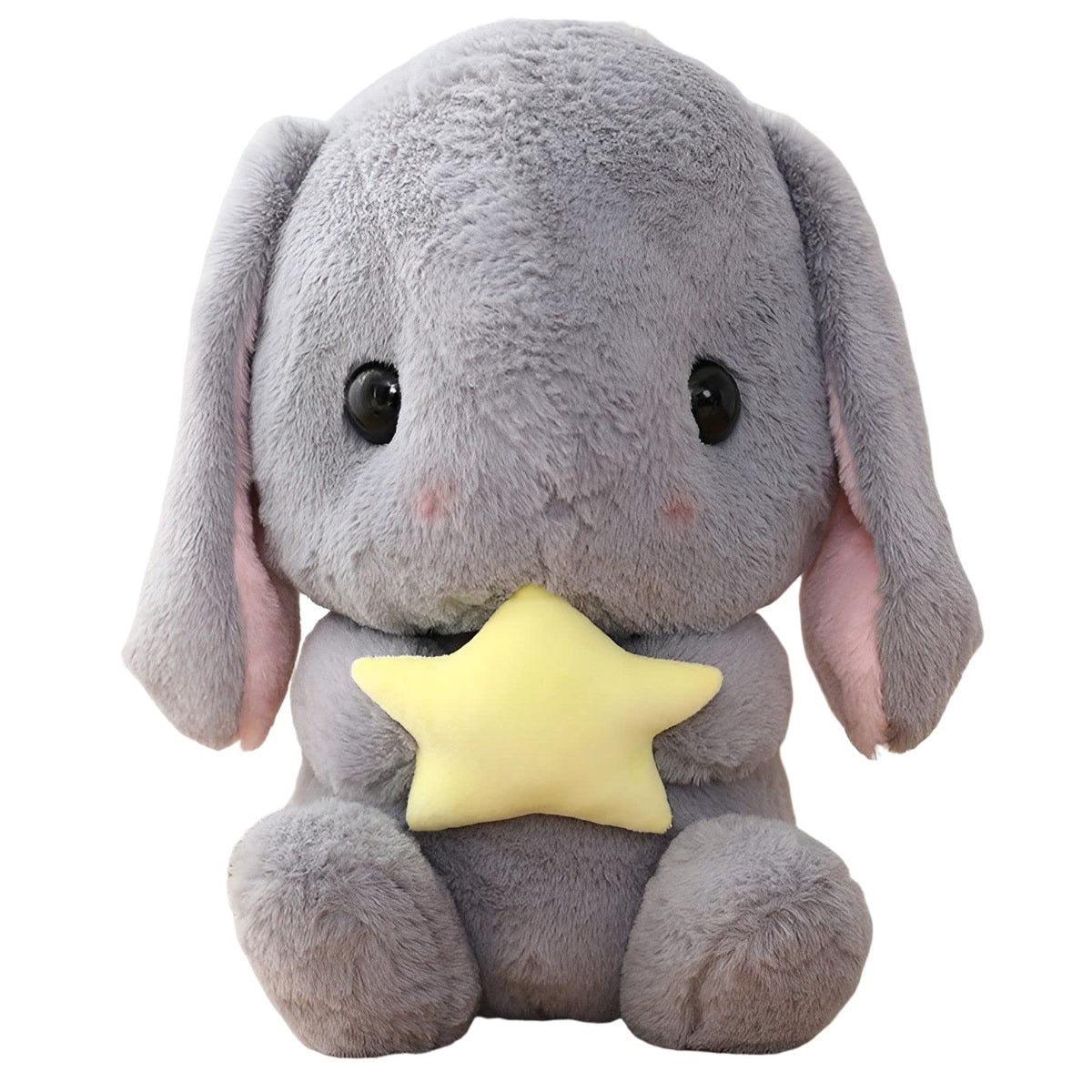 HOUPU Lop Bunny Plush 8.6in Gray Star Stuffed Bunny Kids Easter Toy