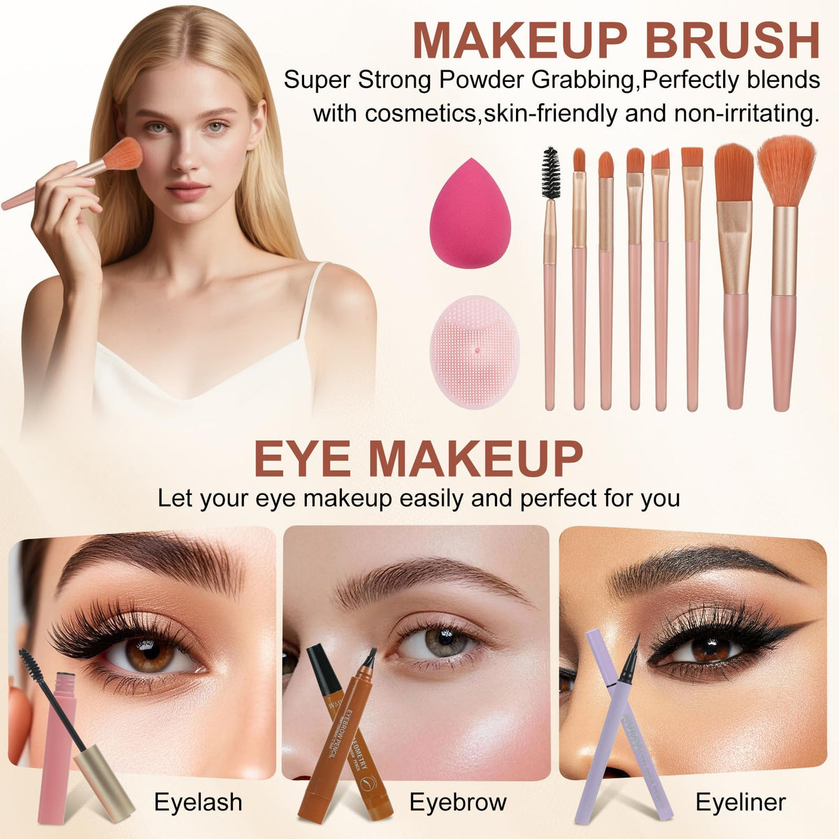 OAWLY All In One Makeup Kit for Teen Girls Beginners Pink Travel Makeup Set