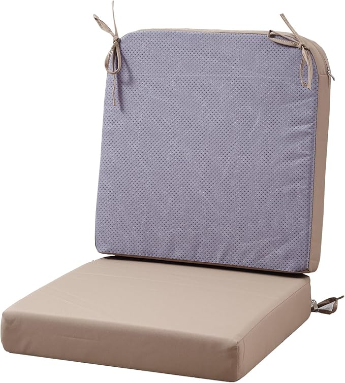 19 x 19 Inch Outdoor Seat Cushions for Patio Furniture with Non Slip and Ties Waterproof & UV Resistant Round Corner Outdoor Chair Cushions Replacement Set of 2, Khaki