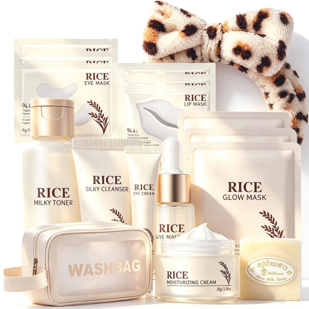 17PCS Korean Skin Care Set, Rice Skincare Set for Women, Kids Skin Care
