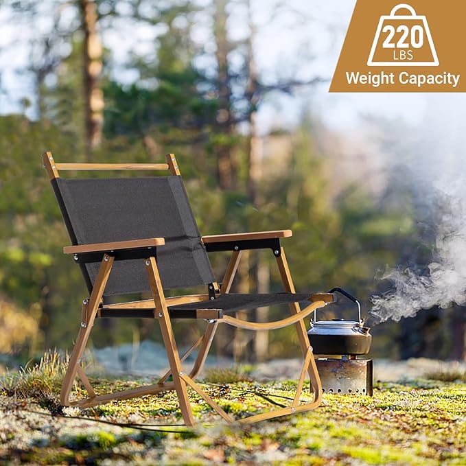 Outvita Portable Folding Camping Chair, 6pcs Ultralight Low Beach Chair, Durable Aluminum Frame Armchairs for Hiking Concert Fishing Picnic, Supports 233Lbs