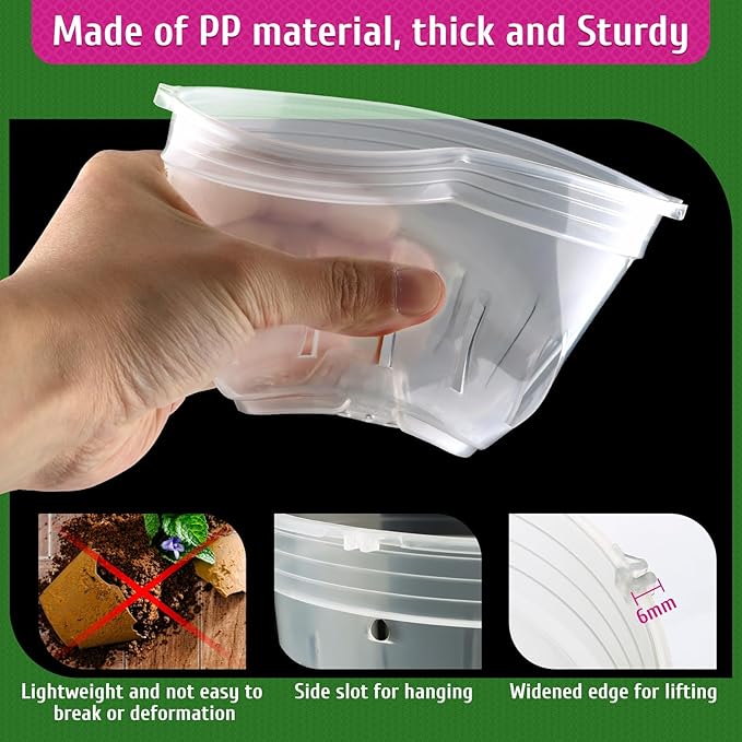 REMIAWY Orchid Pot - 6 Pack Clear Plastic Orchid Pots with Holes, Slotted Flower Planter for Indoor Outdoor Use, 3 Each of 4.1 and 4.8 Inch