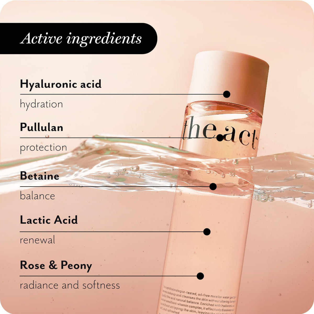 The Act Micellar Water Makeup Remover – Gentle Cleansing for Face & Eyes – Hydrating, Alcohol-Free, Non-Comedogenic, Organic, Sensitive Skin, Waterproof Makeup Remover, Vegan, 8.45 fl oz