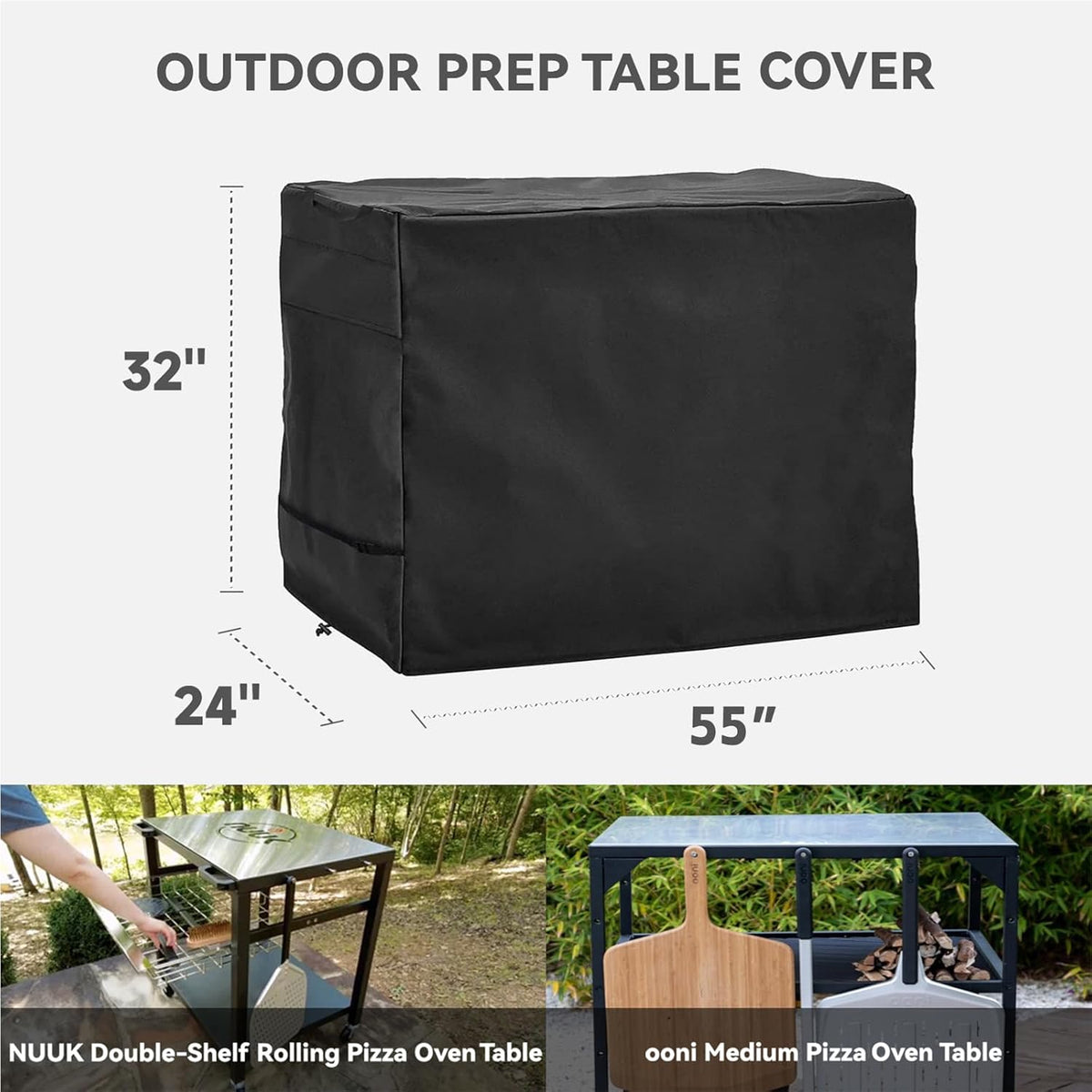 Outdoor Prep Table Cover - Heavy Duty Waterproof Cover for Keter Unity Small Portable Table, Compatible with 55 inch Outdoor Utility Cart and Storage Cabinet