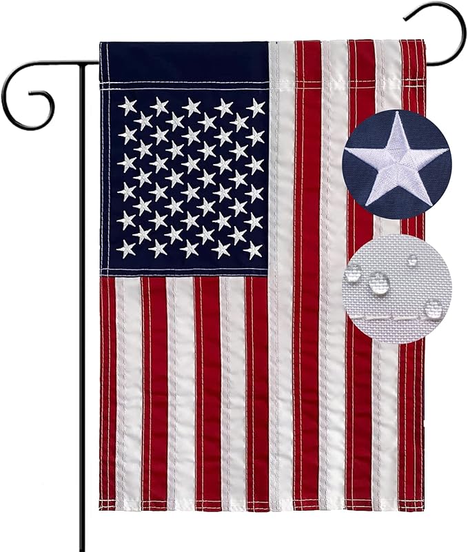 American Flags Garden Flag for Outside 12x18,Small USA Flag Outdoor Heavy Duty Made in USA High Wind Embroidered Stars-sewn Stripes Waterproof