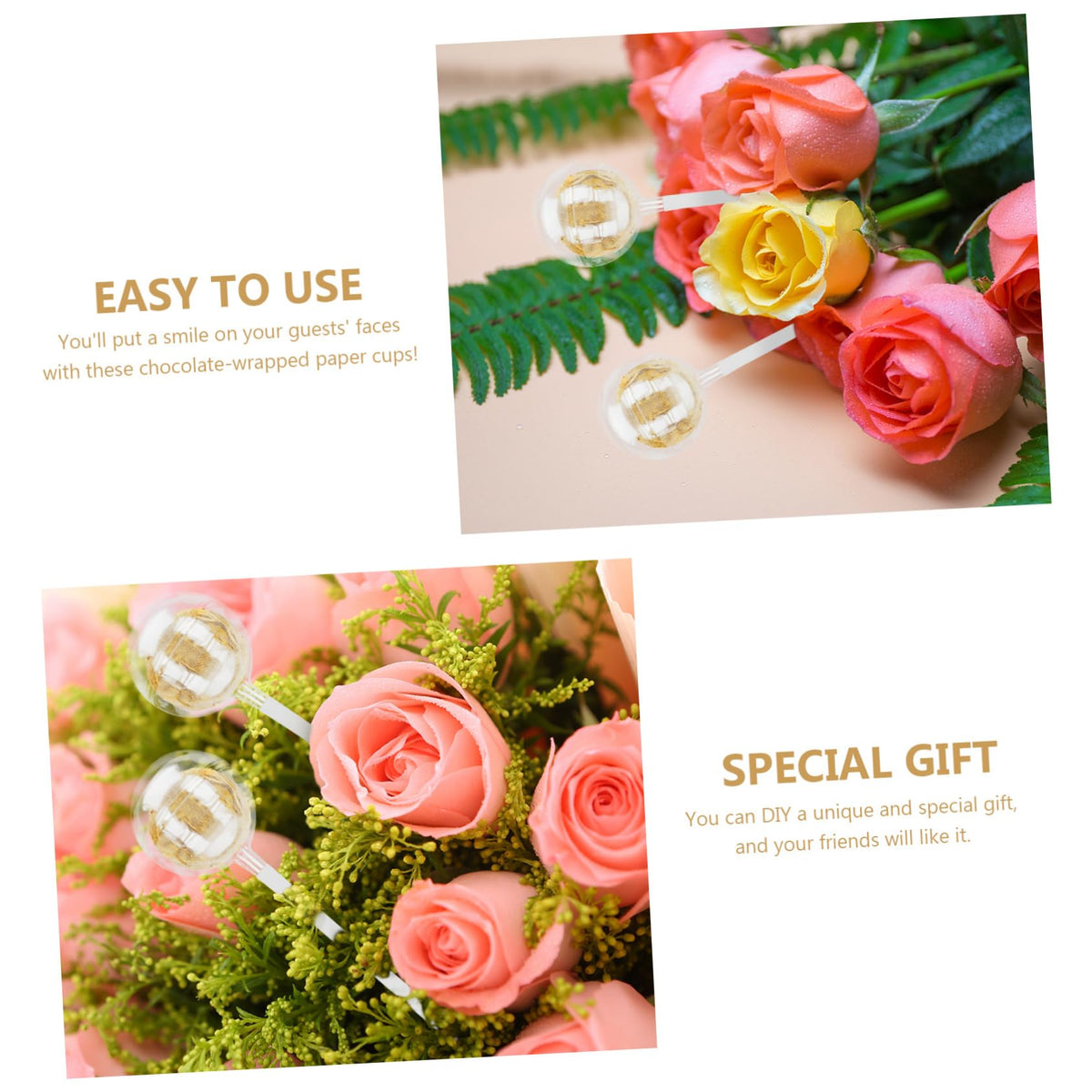 PERSELOSO 100sets Chocolate Bouquet Base Transparent Chocolate Holders for Flower Support Rack Elegant for Bouquets Parties Special Occasions